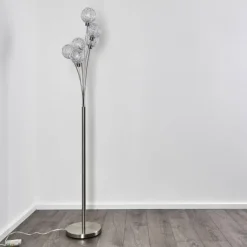 Lampadaire Bernado Nickel mat, 6 lumières