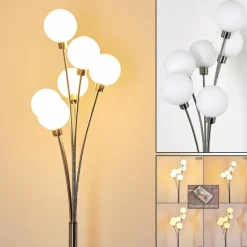 Lampadaire Bernado Nickel mat, 6 lumières