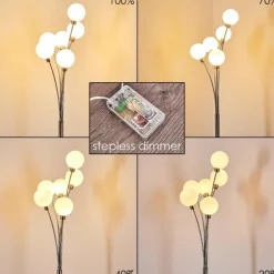 Lampadaire Bernado Nickel mat, 6 lumières