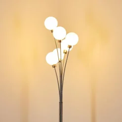 Lampadaire Bernado Nickel mat, 6 lumières