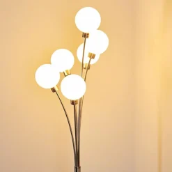 Lampadaire Bernado Nickel mat, 6 lumières