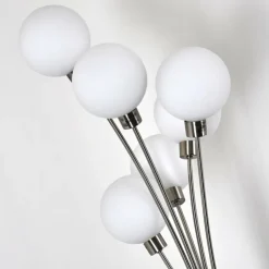 Lampadaire Bernado Nickel mat, 6 lumières