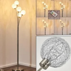 Lampadaire Bernado Nickel mat, 5 lumières