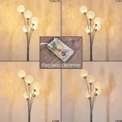 Lampadaire Bernado Nickel mat, 5 lumières
