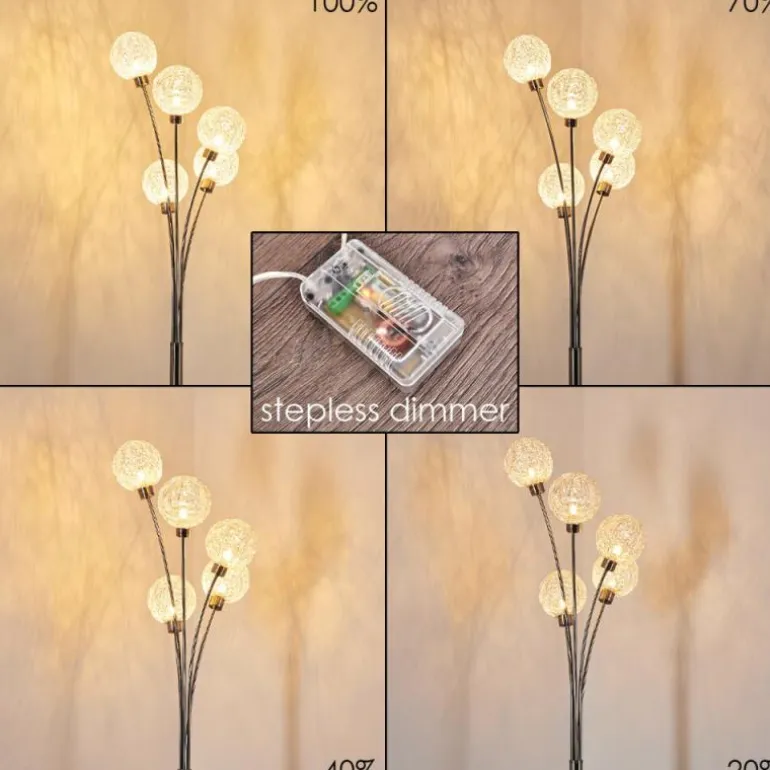 Lampadaire Bernado Nickel mat, 5 lumières