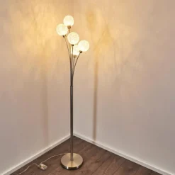 Lampadaire Bernado Nickel mat, 5 lumières