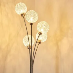 Lampadaire Bernado Nickel mat, 5 lumières