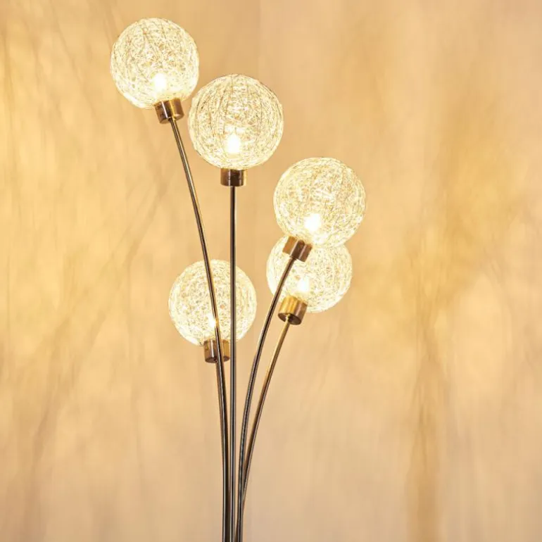 Lampadaire Bernado Nickel mat, 5 lumières