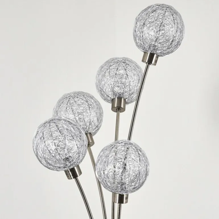 Lampadaire Bernado Nickel mat, 5 lumières
