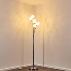 Lampadaire Bernado Nickel mat, 5 lumières