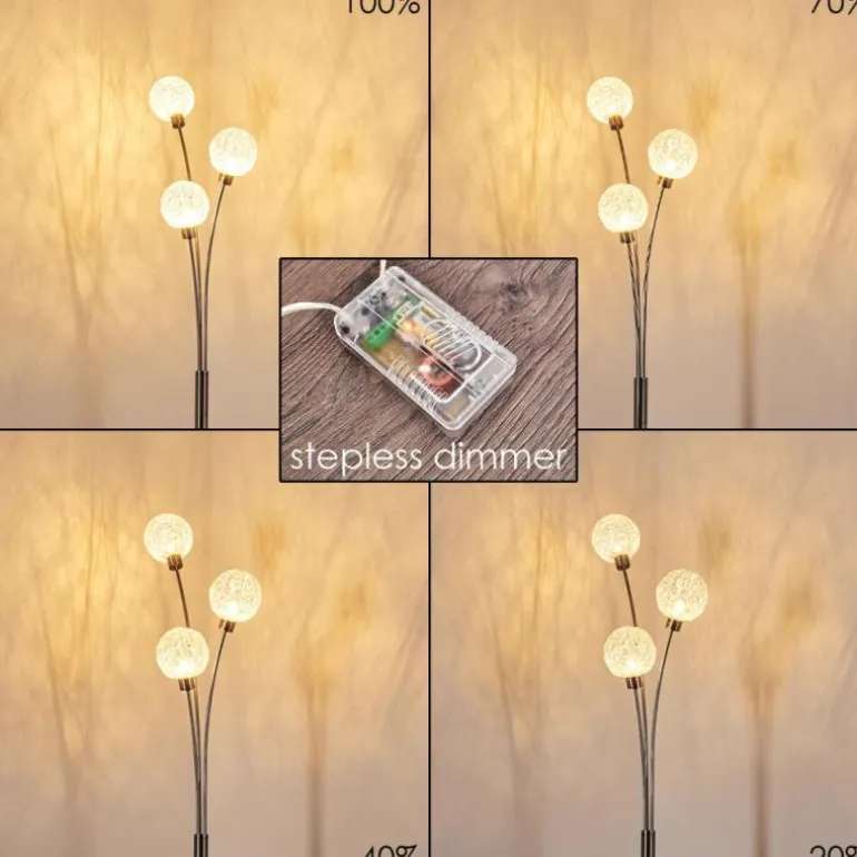 Lampadaire Bernado Nickel mat, 3 lumières