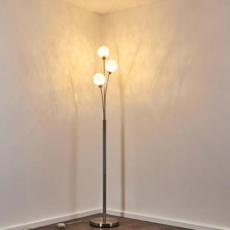 Lampadaire Bernado Nickel mat, 3 lumières