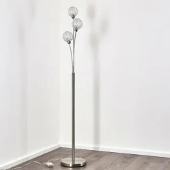 Lampadaire Bernado Nickel mat, 3 lumières