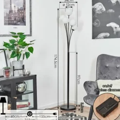 Lampadaire Bernado Noir, 5 lumières