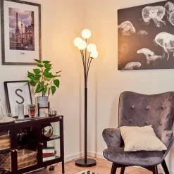Lampadaire Bernado Noir, 5 lumières