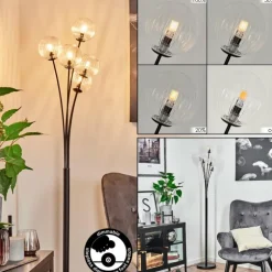 Lampadaire Bernado Noir, 5 lumières