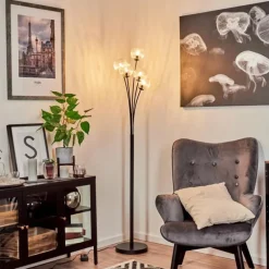 Lampadaire Bernado Noir, 5 lumières