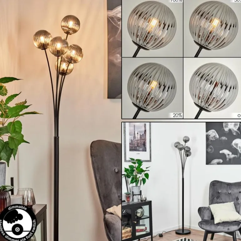 Lampadaire Bernado Noir, 5 lumières