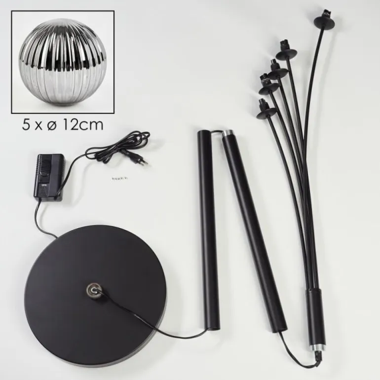 Lampadaire Bernado Noir, 5 lumières