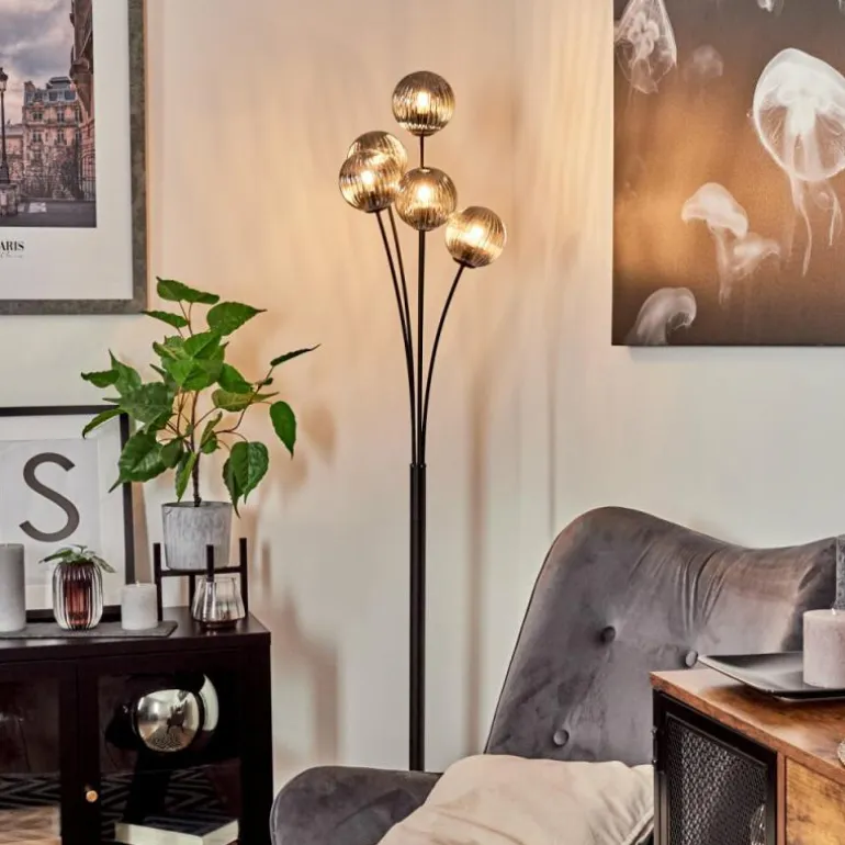 Lampadaire Bernado Noir, 5 lumières