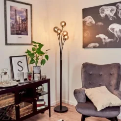 Lampadaire Bernado Noir, 5 lumières