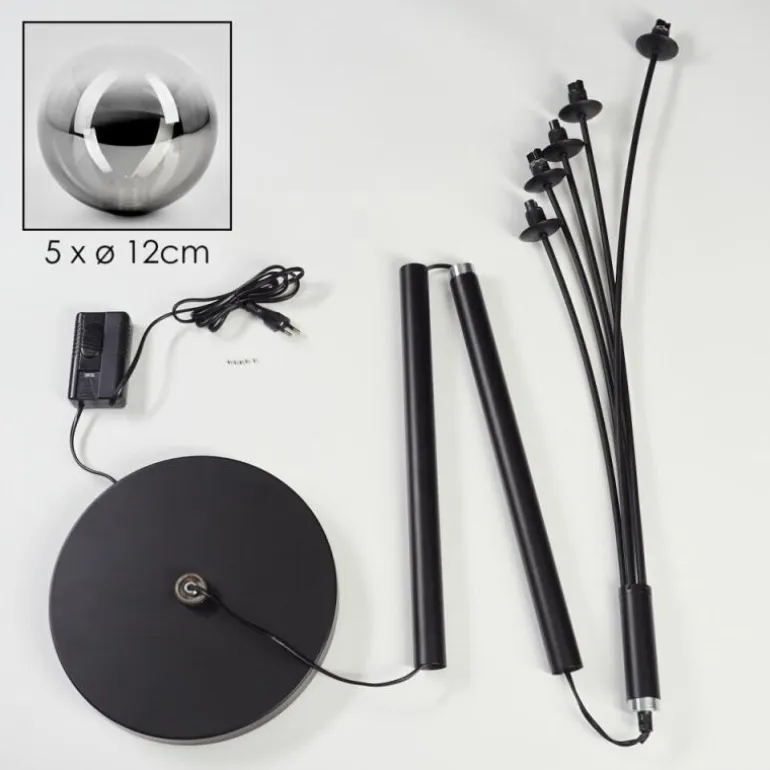 Lampadaire Bernado Noir, 5 lumières