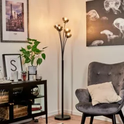 Lampadaire Bernado Noir, 5 lumières