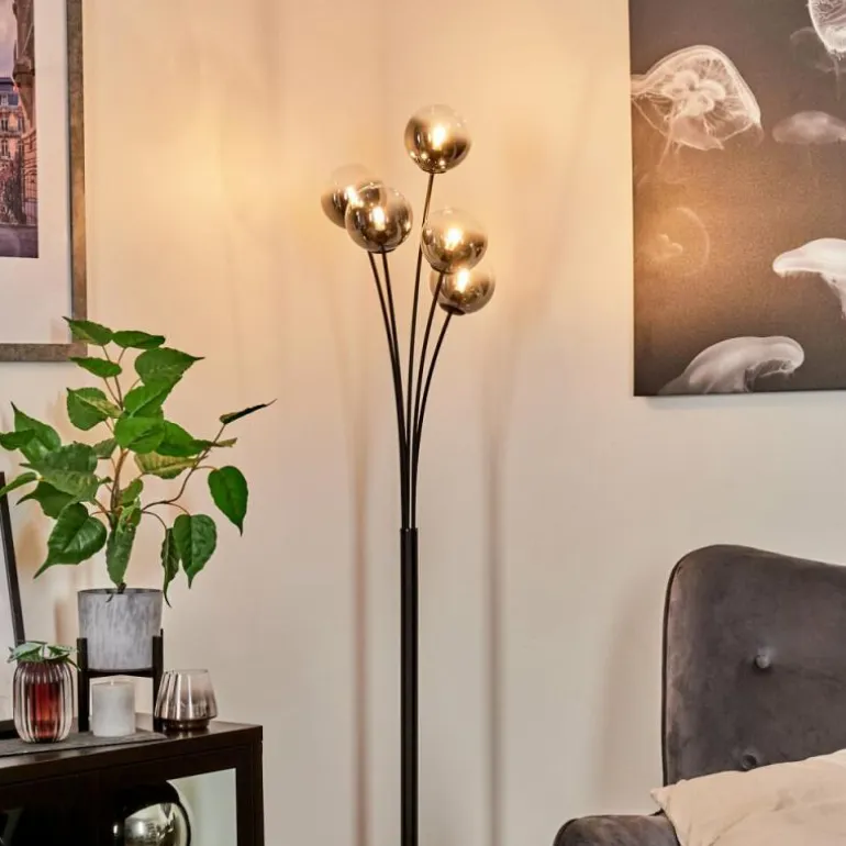 Lampadaire Bernado Noir, 5 lumières