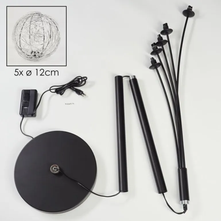 Lampadaire Bernado Noir, 5 lumières