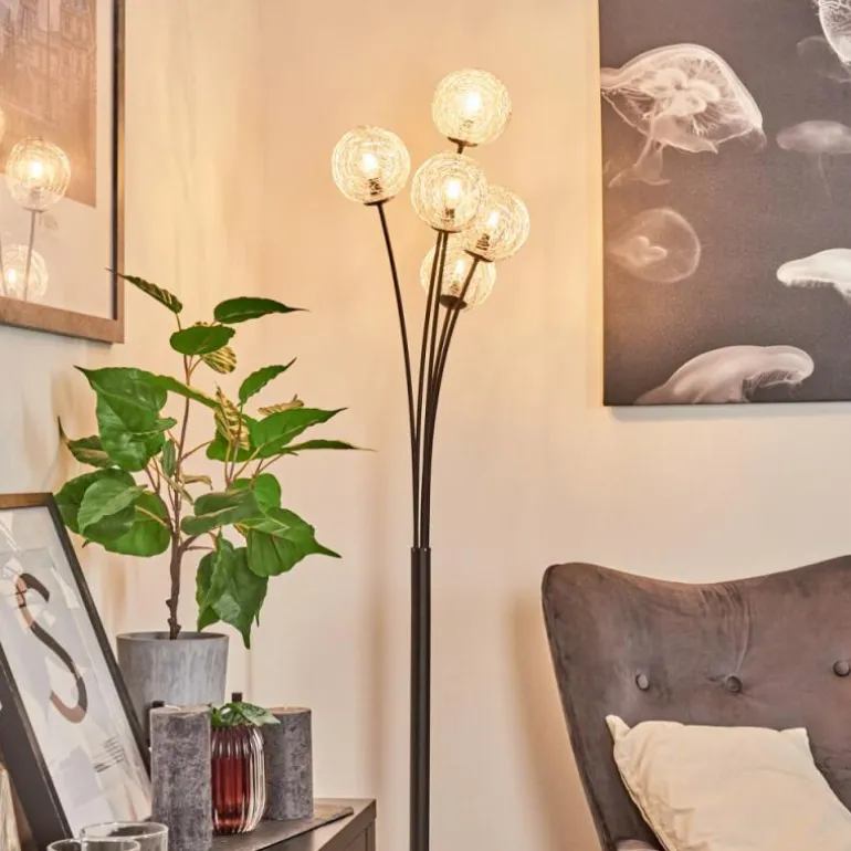 Lampadaire Bernado Noir, 5 lumières