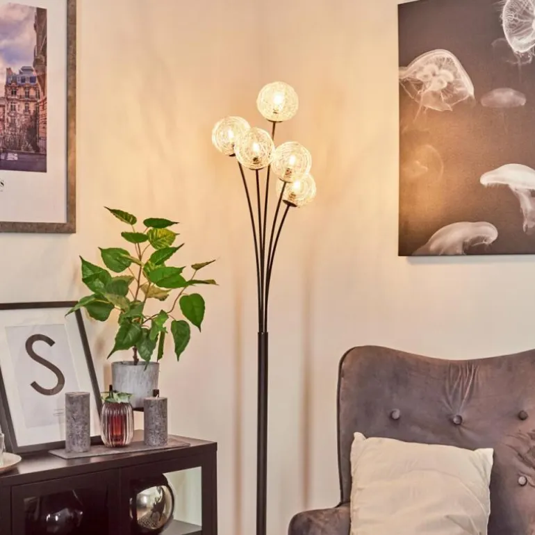 Lampadaire Bernado Noir, 5 lumières