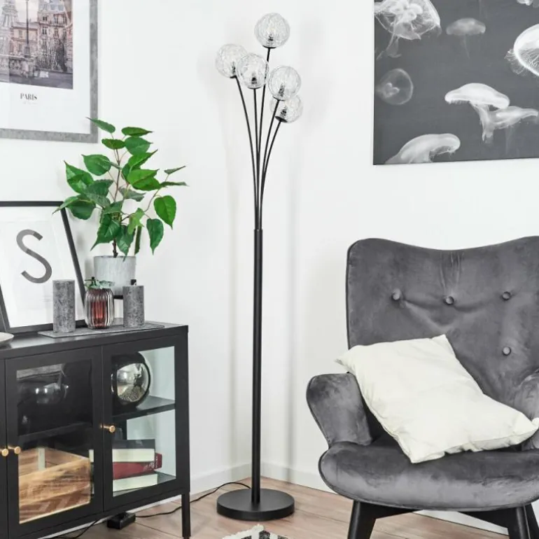 Lampadaire Bernado Noir, 5 lumières