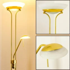 Lampadaire Biot LED Laiton, 2 lumières