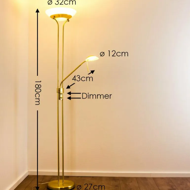 Lampadaire Biot LED Laiton, 2 lumières