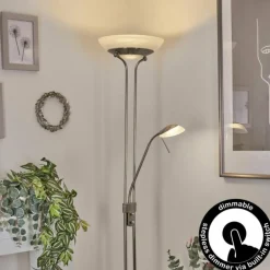 Lampadaire Biot LED Nickel mat, 2 lumières