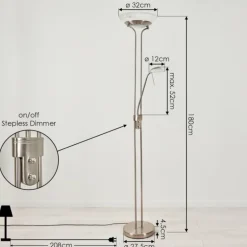 Lampadaire Biot LED Nickel mat, 2 lumières