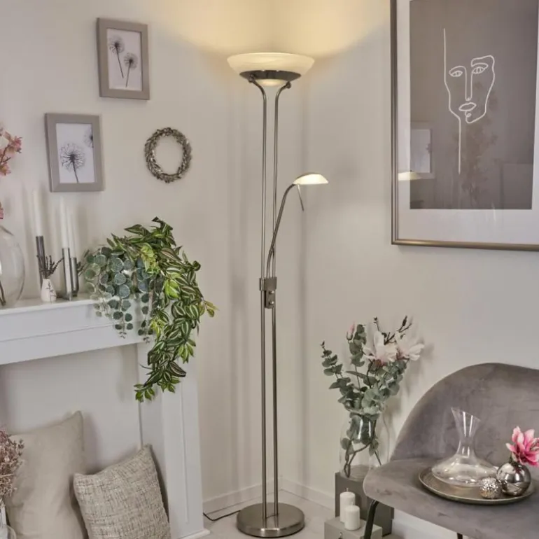 Lampadaire Biot LED Nickel mat, 2 lumières