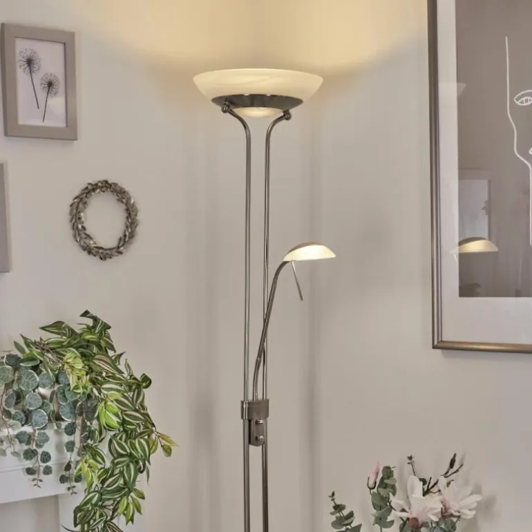 Lampadaire Biot LED Nickel mat, 2 lumières
