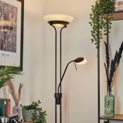 Lampadaire Biot LED Noir, 2 lumières