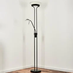 Lampadaire Biot LED Noir, 2 lumières