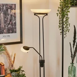 Lampadaire Biot LED Noir, 2 lumières