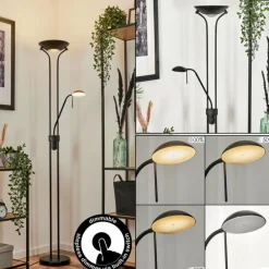 Lampadaire Biot LED Noir, 2 lumières