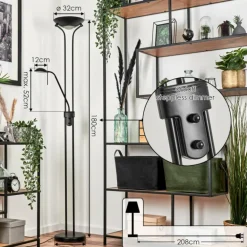 Lampadaire Biot LED Noir, 2 lumières