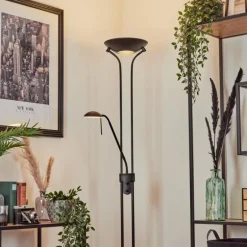 Lampadaire Biot LED Noir, 2 lumières