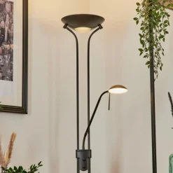 Lampadaire Biot LED Noir, 2 lumières