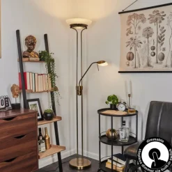 Lampadaire Biot LED Vieux laiton, 2 lumières