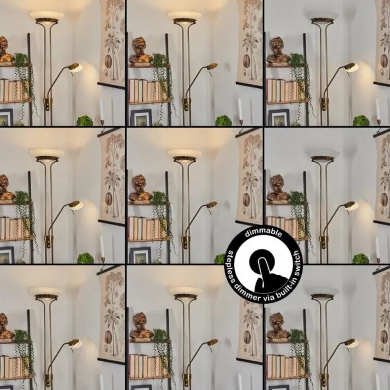 Lampadaire Biot LED Vieux laiton, 2 lumières
