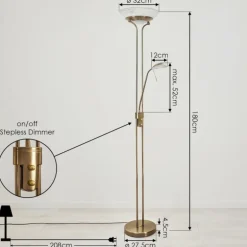 Lampadaire Biot LED Vieux laiton, 2 lumières