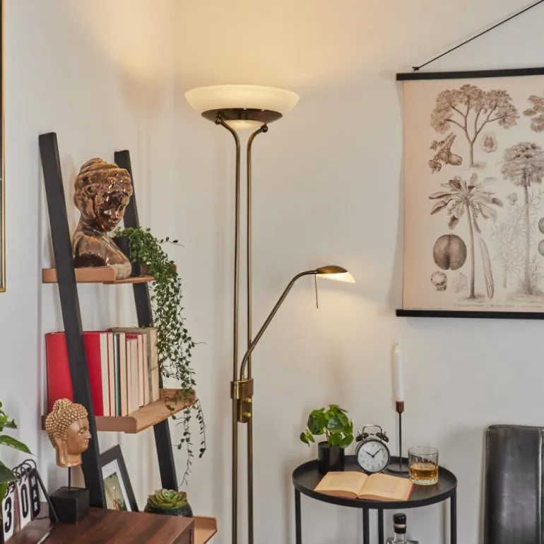 Lampadaire Biot LED Vieux laiton, 2 lumières