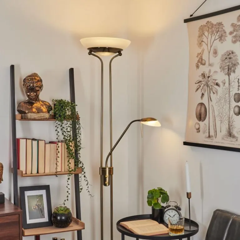 Lampadaire Biot LED Vieux laiton, 2 lumières